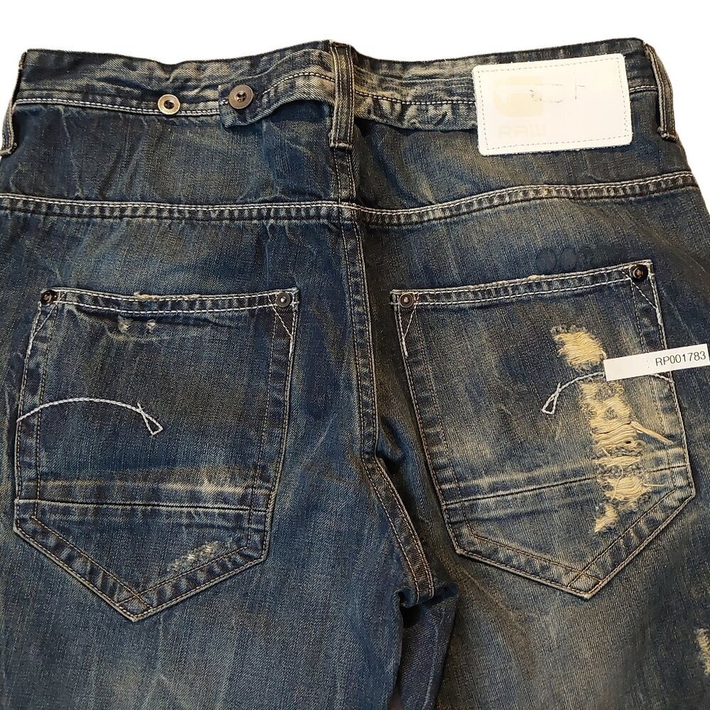 Retro Vintage G-Star Raw Lynn Loose Tapered Destroyed Denim Blue Jeans Sz 26 NWT - Picture 8 of 11